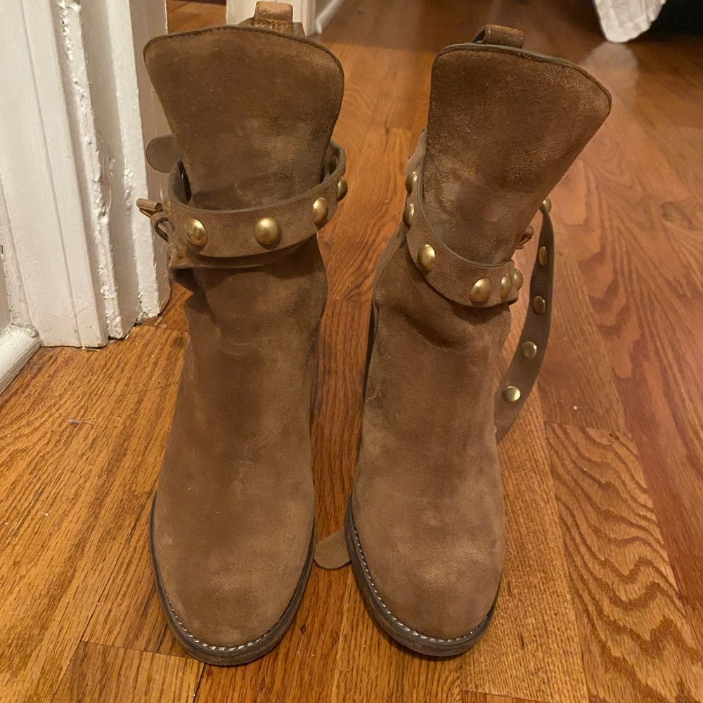 See by Chloe Suede Studded Ankle Boots- Size 35